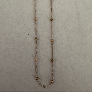 Vintage Liz Claiborne Gold Beads on Silver Chain Necklace 14”